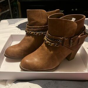 Brown chained booties